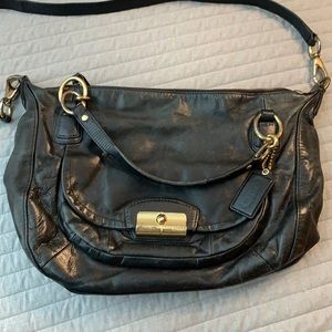 Black leather Coach purse gold hardware